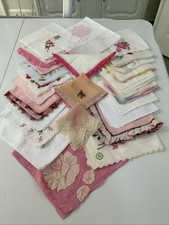 VINTAGE HANKIES HANDKERCHIEFS - LOT OF 25 TOUCHES OF WEDDING PINK