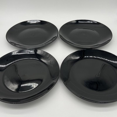 Royal Norfolk Black 10.51  Diameter Dinner Plates Set of 4 Fast Free Shipping!!!