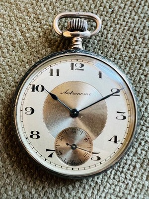 Antike Alstronome Taschenuhr niello Silber Ankerhemmung - 48 mm um 1925
