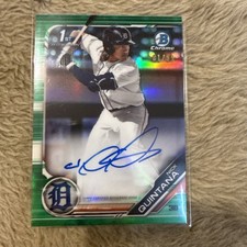 2019 Bowman Chrome Draft Nick Quintana 1st Prospect Green Auto Tigers /99 SP