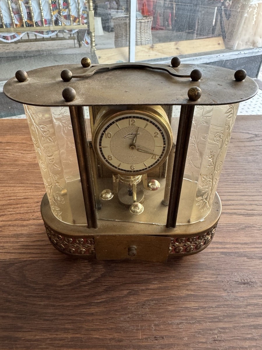 Vintage 1950's SCHMID German Brass Music Box Mid Century 8 Day