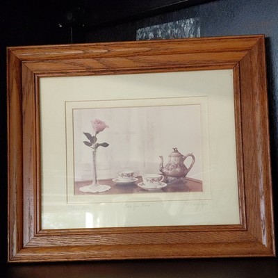 Marylyn Schaffer Signed Limited Edition Framed Print Tea for Two Rose 8x10