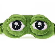 3D Frog Eye Mask Plush Sleeping Blindfold Soft Travel Sleep Shade Green Unisex