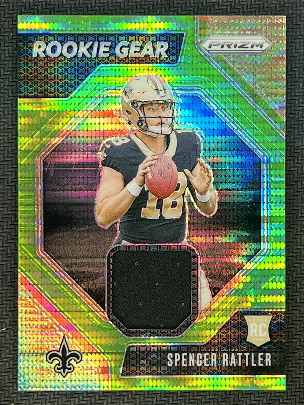 2024 Prizm Rookie Gear Neon Green Pulsar Spencer Rattler RC Rookie Jersey Saints