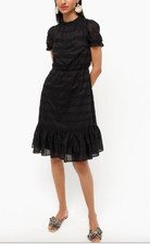 J Crew Puff-sleeve Daisy-Chain Dress 10 Black Short Sleeve Ruffle Hem Cotton