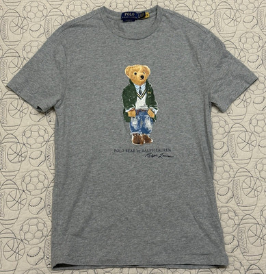 Polo Ralph Lauren Classic Fit Men s Small  Crewneck Preppy Bear Polo Bear  Gray