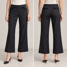 Ulla Johnson 100% Wool Ruffle Pocket Trousers Pants Cropped Black 6 Made in NYC