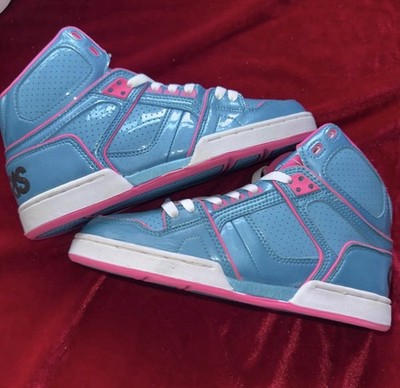 Rare Osiris NYC 83 blue/pink sneakers with pink trim, size US 8.5