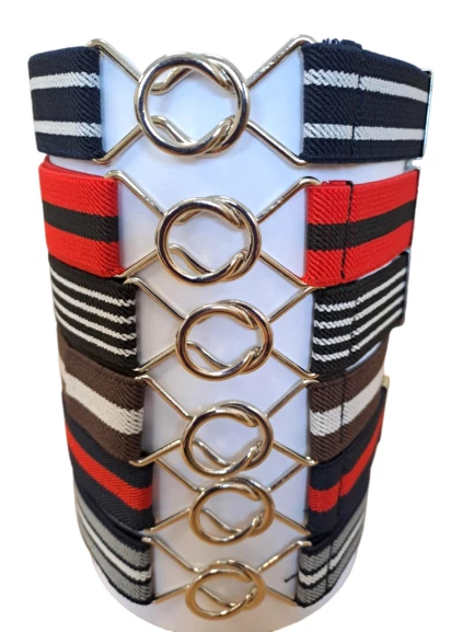 CB4 ACCESSORIES Children's Elasticated Belt Stripe Boys Belt Snake Like Fastening Adjustable New