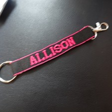 Allison Lanyard Key Strap Keychain Personalized Novelty Name Gift Black Pink