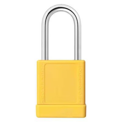 Lockout Padlock, Keyed Alike, Aluminum, Yellow, 1 1/2 In Shackle Height, 1 9/16