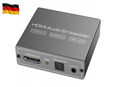 HDMI Audio Embedder Inserter Digital Analog Unterstützung TOSLINK Optical 3.5mm 