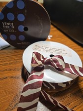 10 yards 7/8" Zebra Brown/Cream Stripe Pattern Satin Ribbon 100 poly Made USA