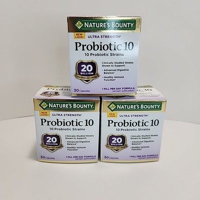 3 Boxes Nature's Bounty Ultra Strength Probiotic 10 Exp: 01/26  New 30 Capsules