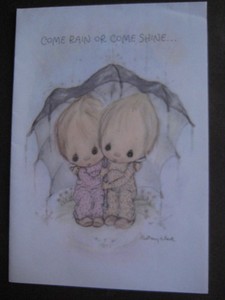 UNUSED 1970s vintage greeting card Betsey Clark FRIENDSHIP Girls Under Umbrella