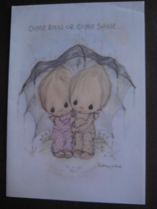 UNUSED 1970s vintage greeting card Betsey Clark FRIENDSHIP Girls Under Umbrella