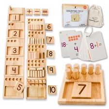 LITTLE BUD KIDS Counting Pegs - A Ten Frame Math Game with Medium, Brown