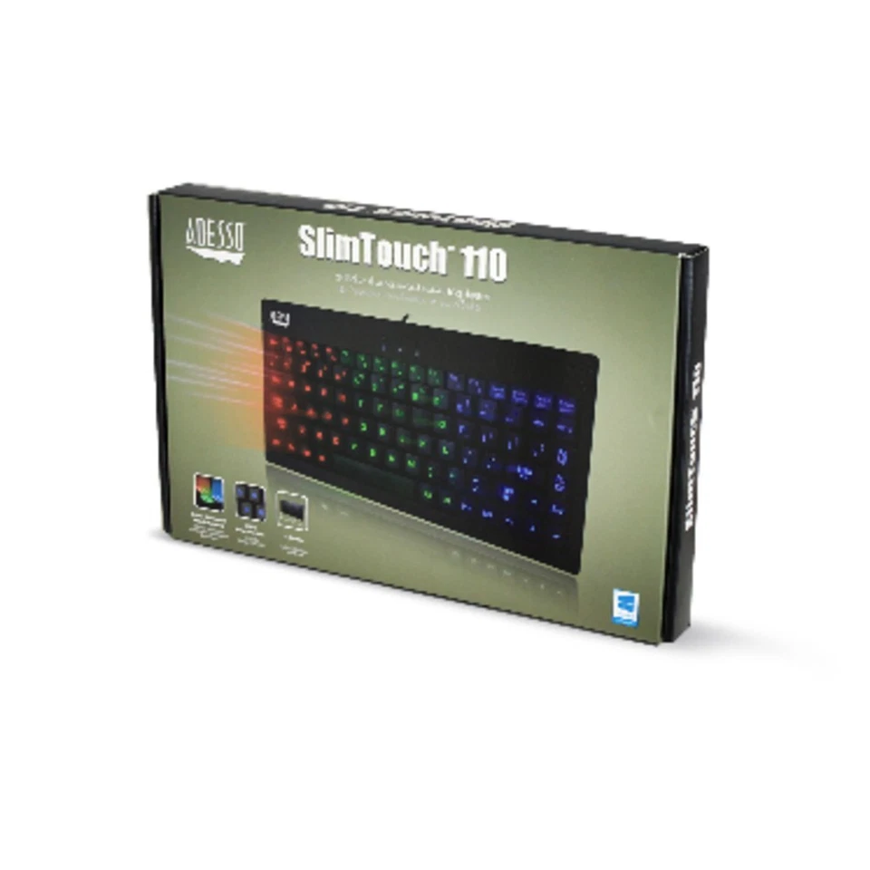 Adesso AKB-110EB Keyboard USB SlimTouch 110 3-Color Illuminated Mini Retail - Image 3 of 4