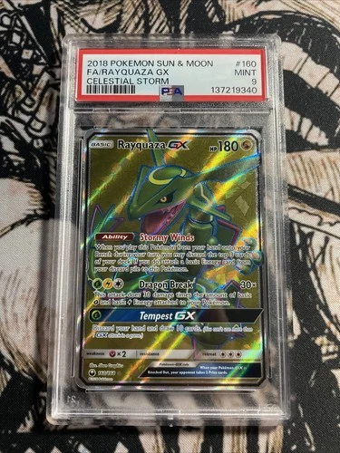 Rayquaza GX 160 Full Art Holo Pokémon 2018 Sun &Moon Celestial Storm PSA 9 MINT