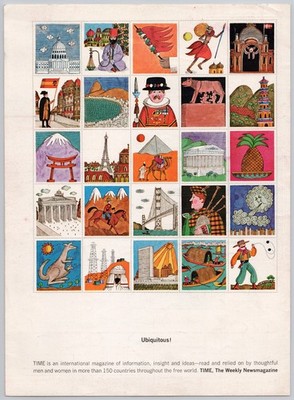 1964 Time Magazine Vintage Print Ad Global Travel Folk Art World Landmarks