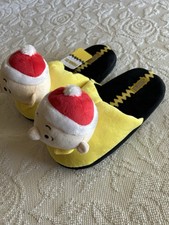Peanuts Charlie Brown Christmas Men's Plush Slippers Yellow Black Size 13/14 NWT