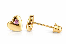 14K White or Yellow Gold Heart Shape CZ Stud Earrings