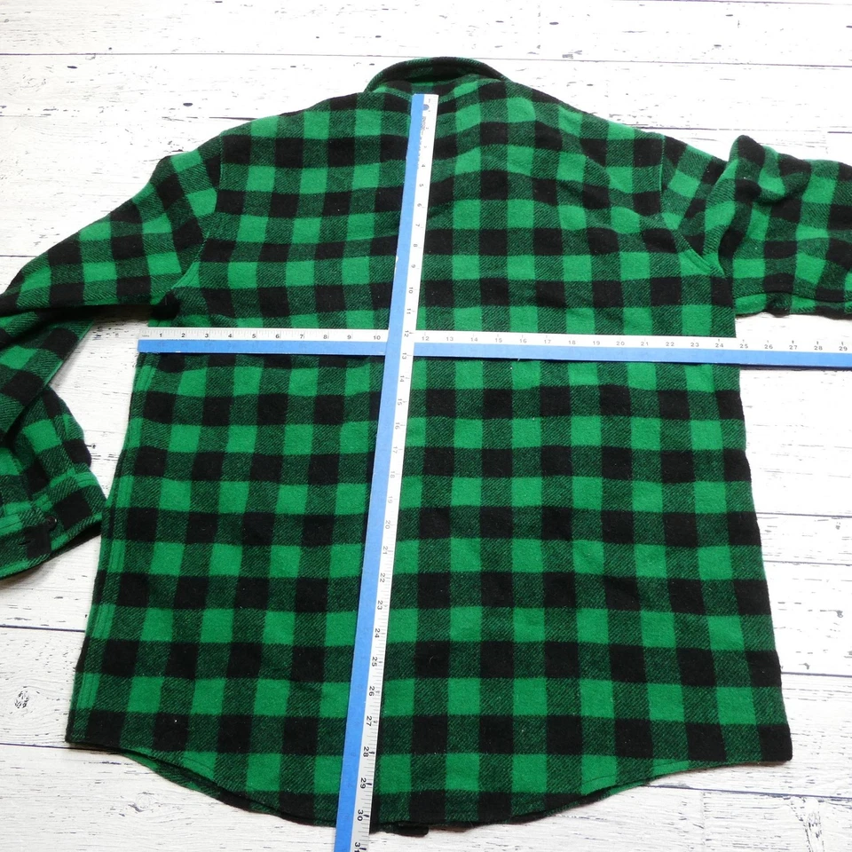 LL Bean Camisa Chaqueta Para Hombres L Verde Negro Lana Búfalo Cuadros Franela Chamarra Foto 4 de 4