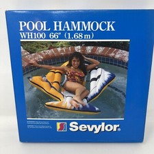 Rzadki vintage hamak basenowy SEVYLOR duży 66" x 43" NOWY pływak rybny z uchwytem na puszkę