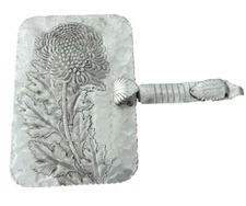 Vtg Aluminum Hammered Hand Wrought Pot Crumb Catcher Silent Butler Thistle