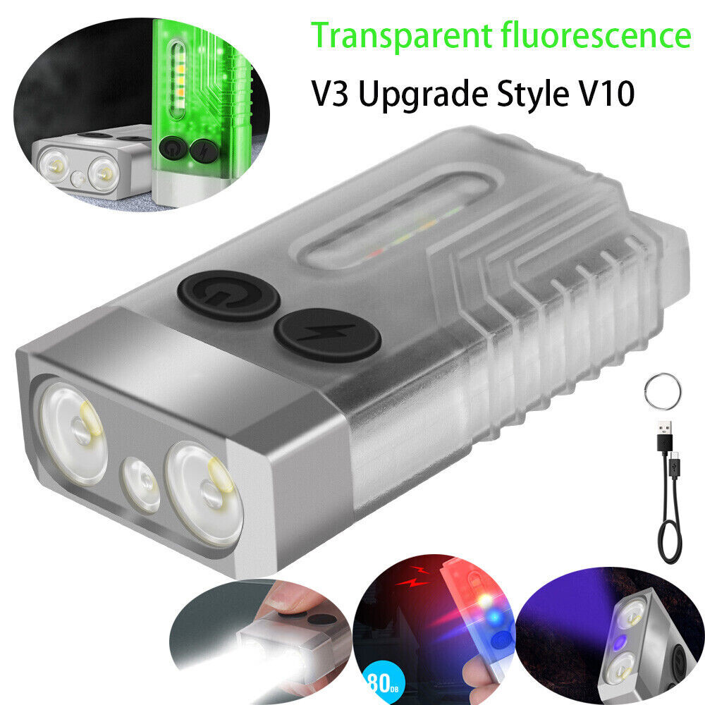 BORUiT V10 LED Keychain EDC Flashlight TypeC Rechargeable V3 Torch Work Light eBay