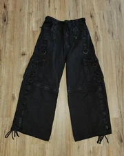 VTG Black Wide Leg Zip Off Pants Shorts XS S Goth Punk Rave Rock Grunge Germany