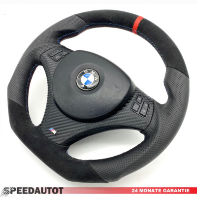  Tuning Abgeflacht BMW M-Power Alcantara Lenkrad 84 E87 E88 E90 E91 E92 Airbag