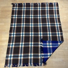 VTG 60S 70S DOUBLE LAYER TWO-SIDED BLANKET PLAID MULTICOLOR TWIN THROW HEAVYWGHT