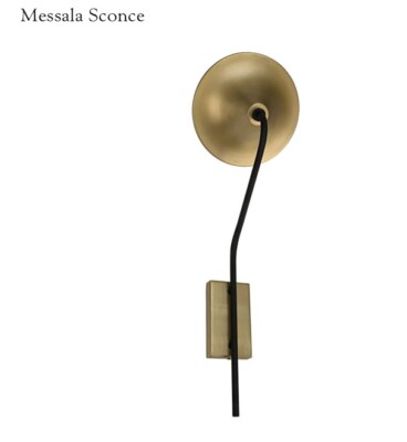 Noir One Light Messala Sconce Black Steel And Brass Finish Brand New