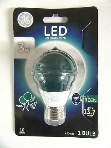 3-PACK - GE 3W LED A15 GREEN Light Bulb NON-DIMMABLE E26 Medium Base PARTY BULBS - Picture 3 of 5