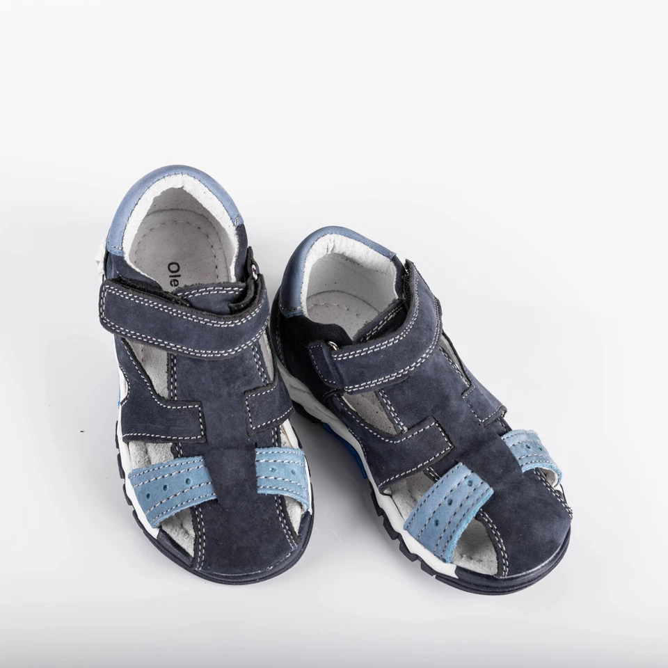 Sandalias de cuero para niños azul marino talla 10 EE. UU. Foto 2 de 4