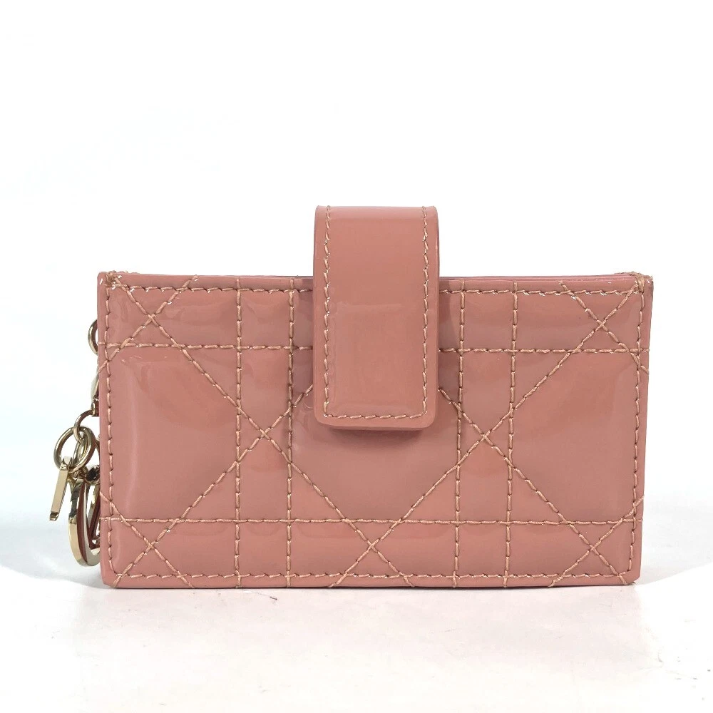 CHRISTIAN DIOR Cannage Lady Dior porte carte étui accordéon émail Card Case