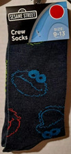 Sesame Street The Cookie Monster Elmo Oscar the Grouch Crew Socks Black NWT