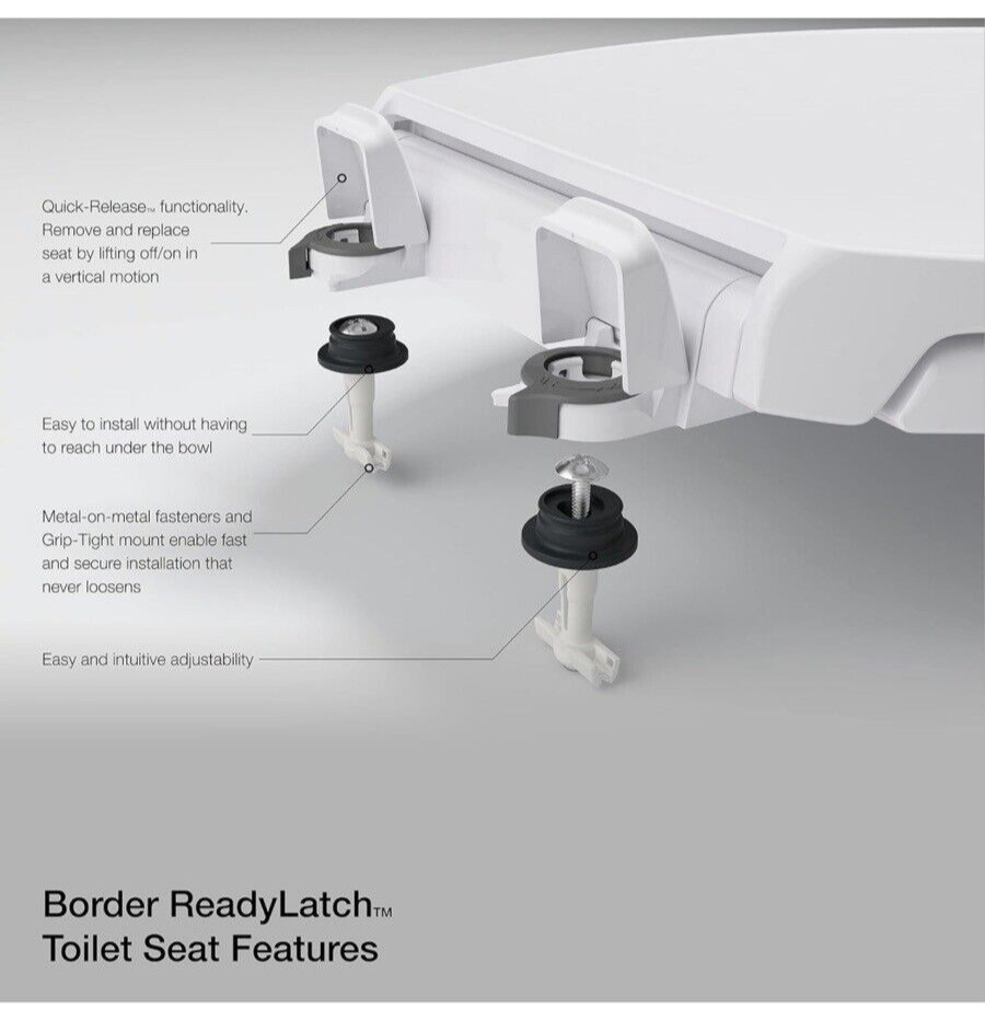 New KOHLER Elongated K-4636-0 Cachet Quiet Close Toilet Seat White 18 5/8