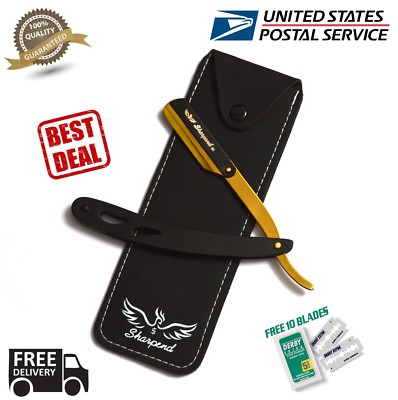 BARBER STAINLESS STEEL STRAIGHT EDGE CUT THROAT SALON SHAVING RAZOR BLADE RAZORS