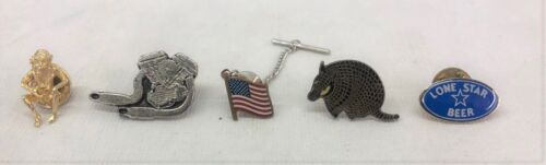Lot of 5 different Vintage Hat Pins Harley Biker Beer Lone Star Armadillo Monkey - Picture 1 of 2