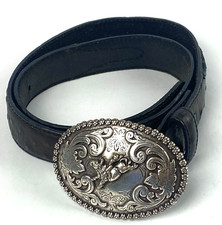 Vintage Nocona Leather Belt w/ Embossed Western Buckle Women's Size 28