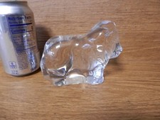Hoya Crystal African Lion Paperweight / Display Signed 3 3/4 x 5 " Free Shipping