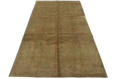 Contemporary Rug 6  x 9  Gray Gold Wool Hand-Knotted Carpet