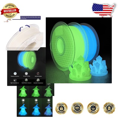 Glow in the Dark PLA Filament - Green & Blue for 3D Printing - 2kg Spool