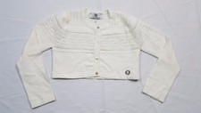 NWOT NEW Young Versace girls ivory logo short cropped cardigan Fret design 6y