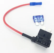 Standard ATC/ATO Blade Fuse Tap Dual Circuit Adapter 16 AWG Wire 15A Fuse 12/24V