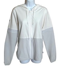 Under Armour Womens Squad Warm Up Jacket Performance Preppy Athletic White Gray