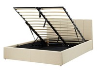 Elegantes Bett Polsterbezug Mit Bettkasten Hochklappbar Beige 140 X 200 Cm Dreux