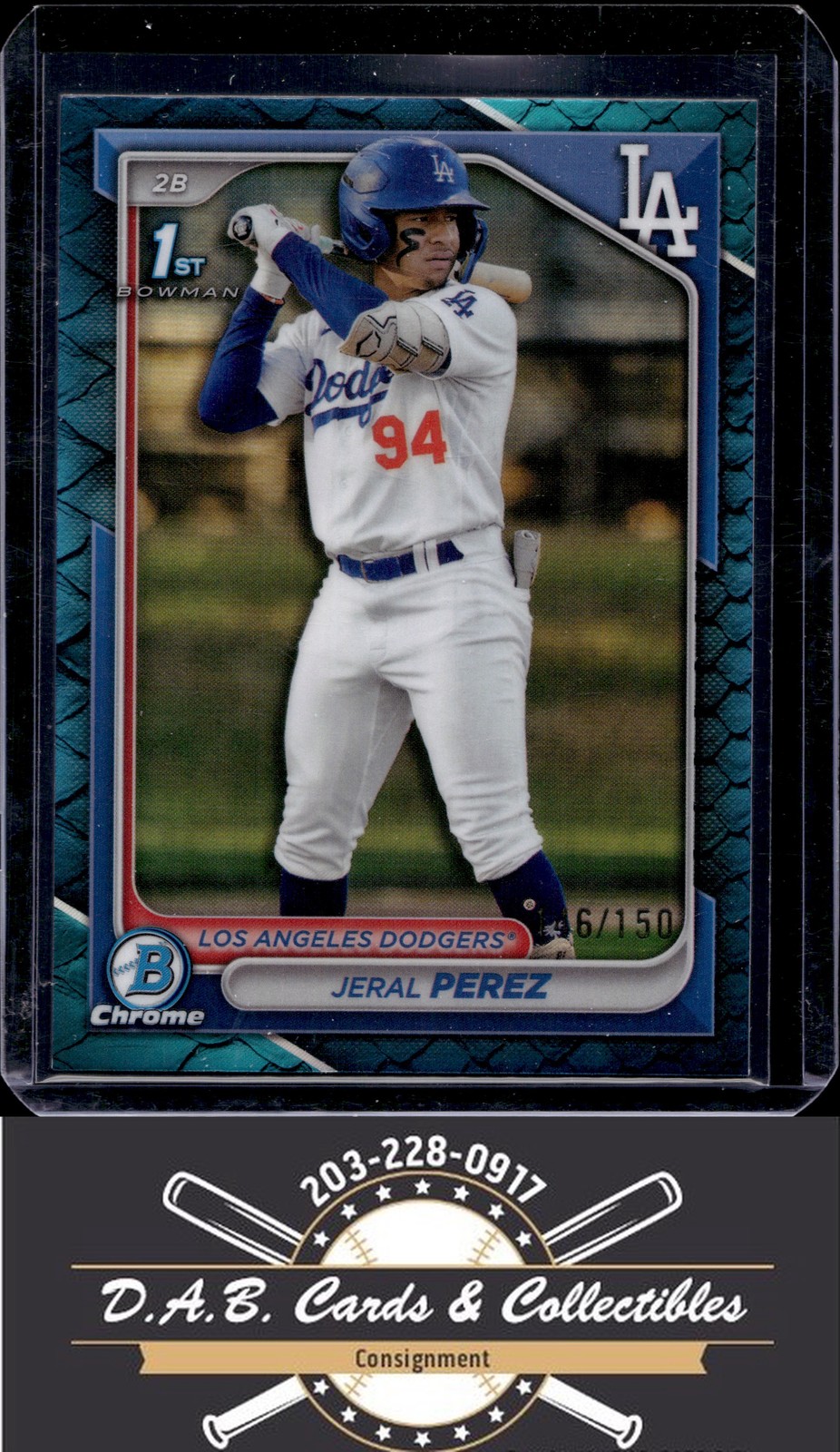2024 Bowman Chrome #BCP-158 Jeral Perez Reptilian Blue #/150 Dodgers J15